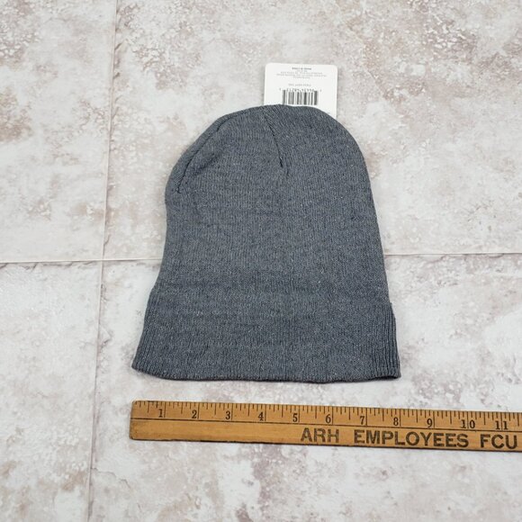 Adult Basic Beanie Cap Cuffed Grey Hat One Size Solid Color Tight Knit Toboggan - Picture 4 of 5